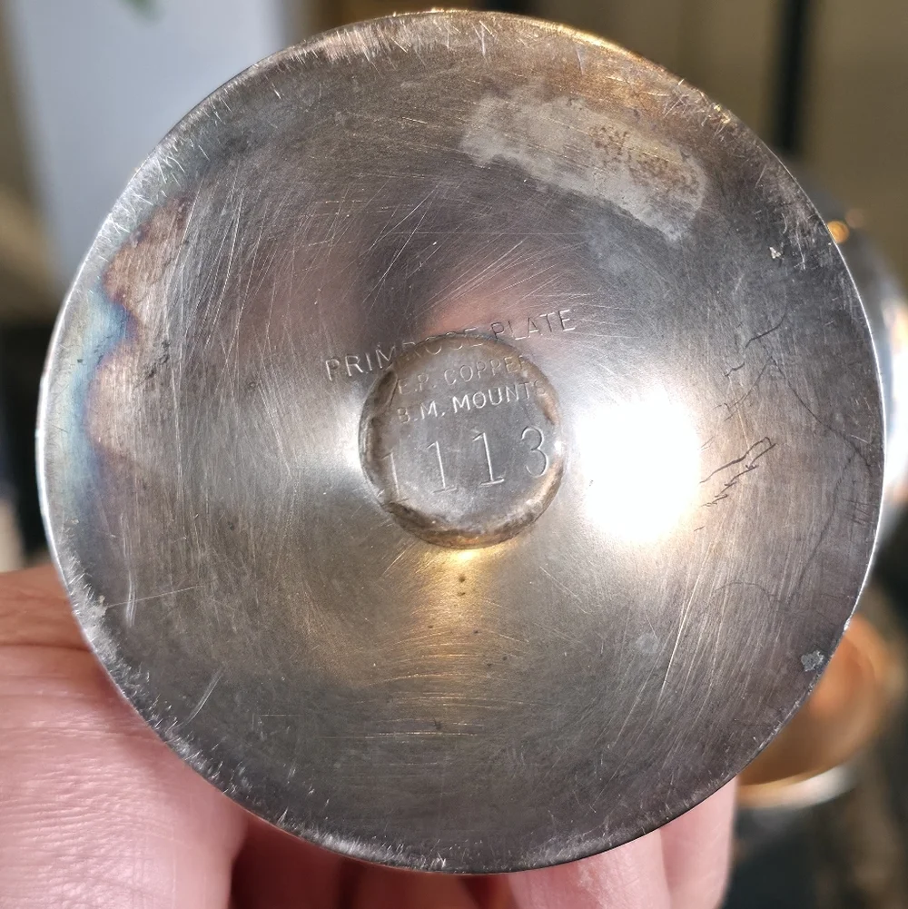 ​Set of 6 Vintage Birks Primrose Plate Silver Cordial Goblets Gold Wash Interior - Picture 11 of 14